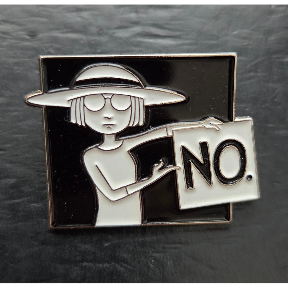 Mary Engelbreit NO Sign Woman Enamel Pin Black White Hat Sunglasses ME Inc Acces